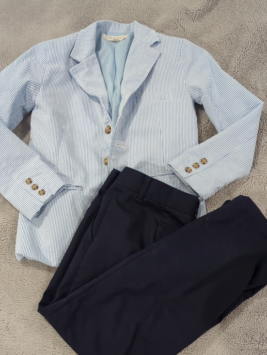 Other - Light Blue Striped Sport Coat & Navy Pants Set - Boys
